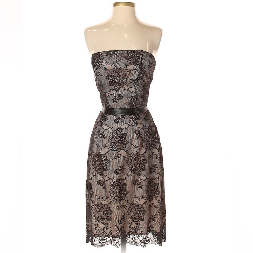 Strapless lace cocktail wedding guest dress